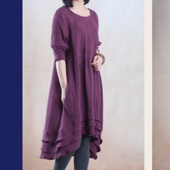 Purple linen dress - Picture 3 of 5